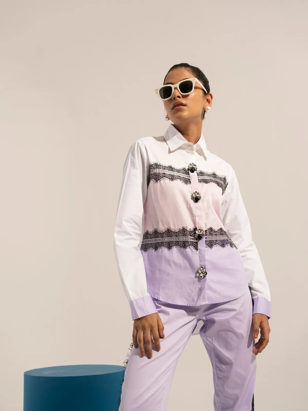 Lace it Up Lavendar Shirt