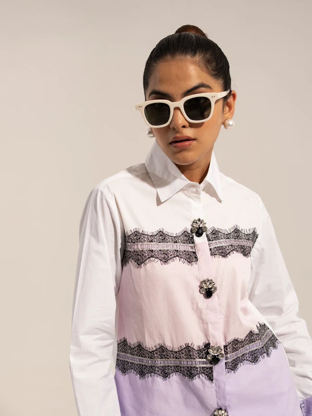 Lace it Up Lavendar Shirt