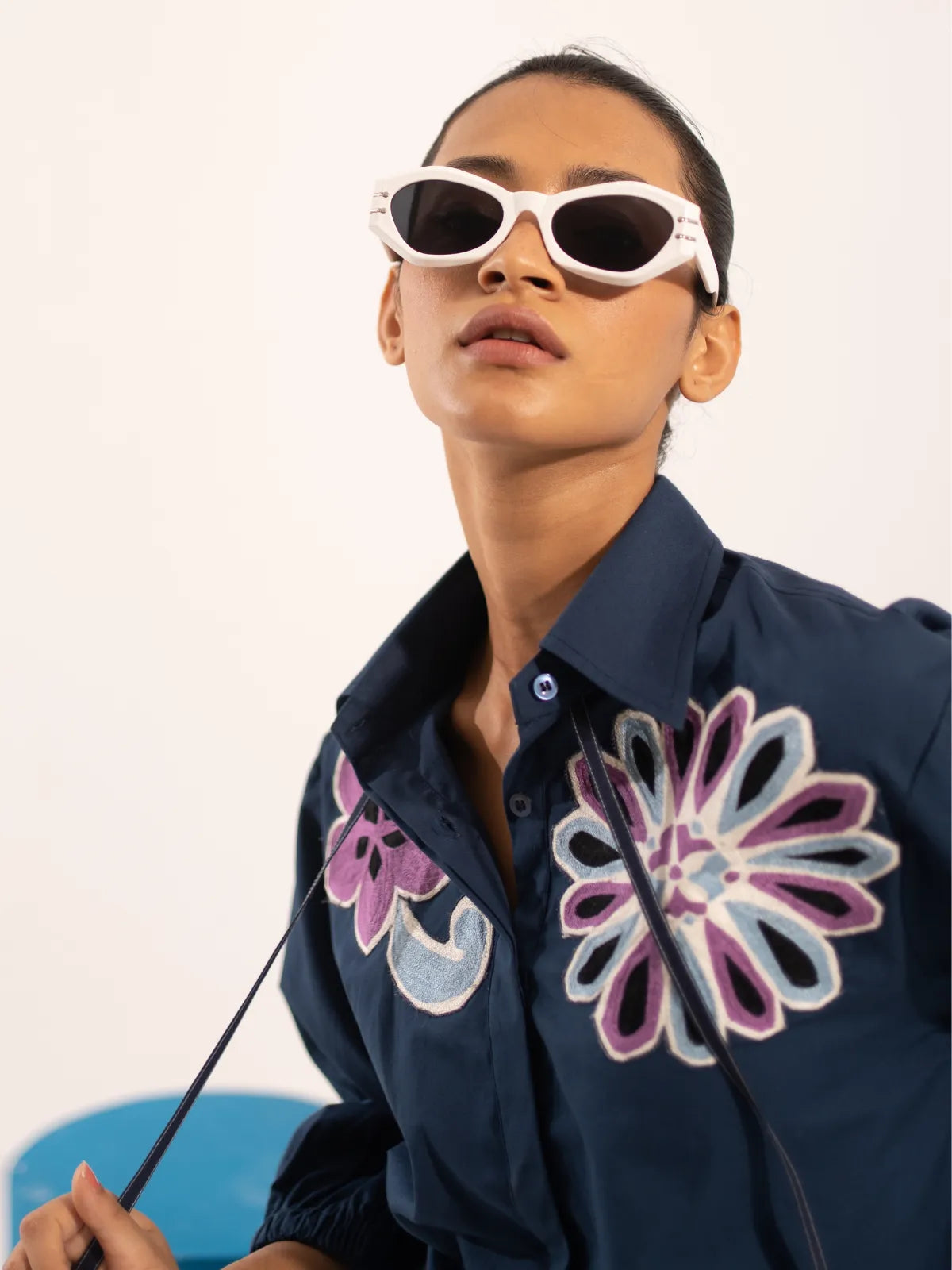 Blue Bellflower Patch Shirt