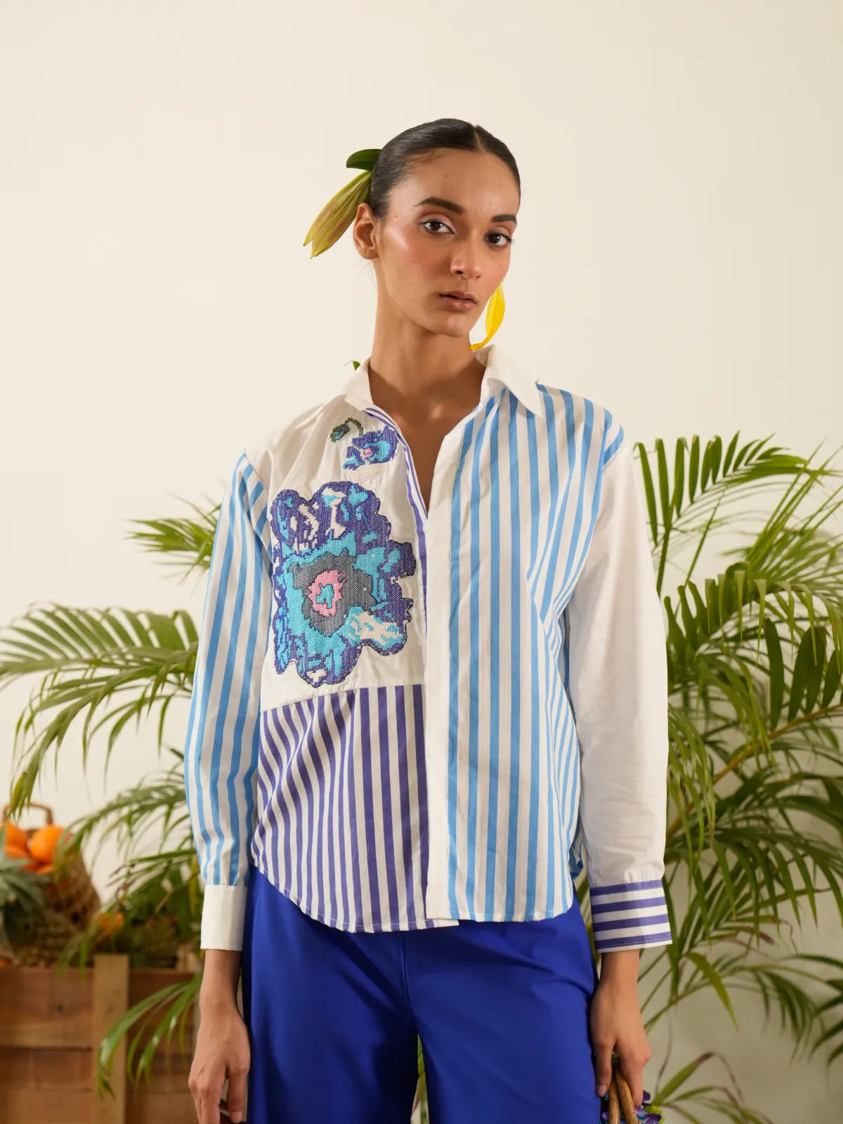 Blue Scabiosa Flower Shirt