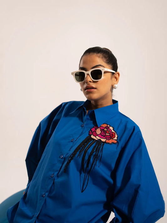Blue Dripping Blossom Shirt