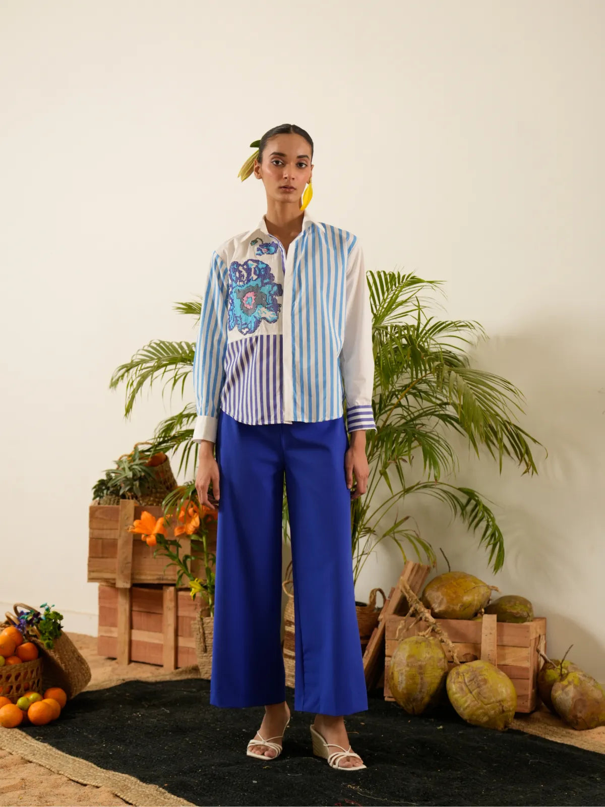 Blue Scabiosa Flower Shirt